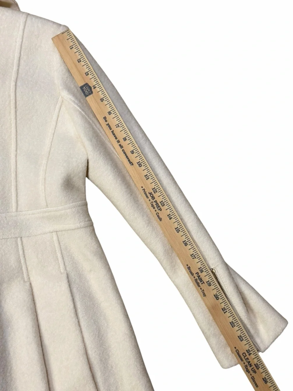 GUESS White Double-Breasted Wool-Blend Fit &  Peacoat Trench Jacket Large NWT